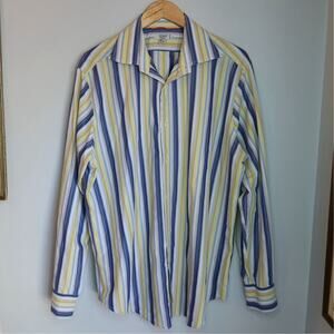 Guess Multi-Color Striped Long Sleeve Button-Up Dress Shirt XXL